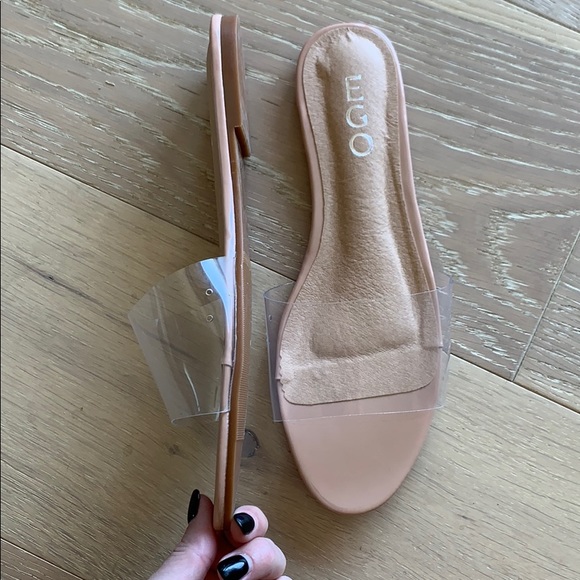 Kerrie clear perspex sandal in nude patent Clearance